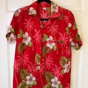 Tropical Red and Green Hawaiian Women's Small Blouse